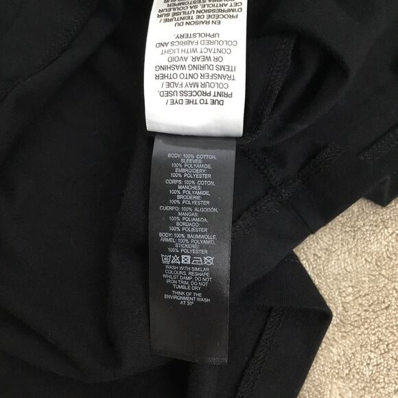 ASOS Black Blouse with Sheer Floral Embroidered Sleeves Sz 14 (L) - Picture 5 of 8